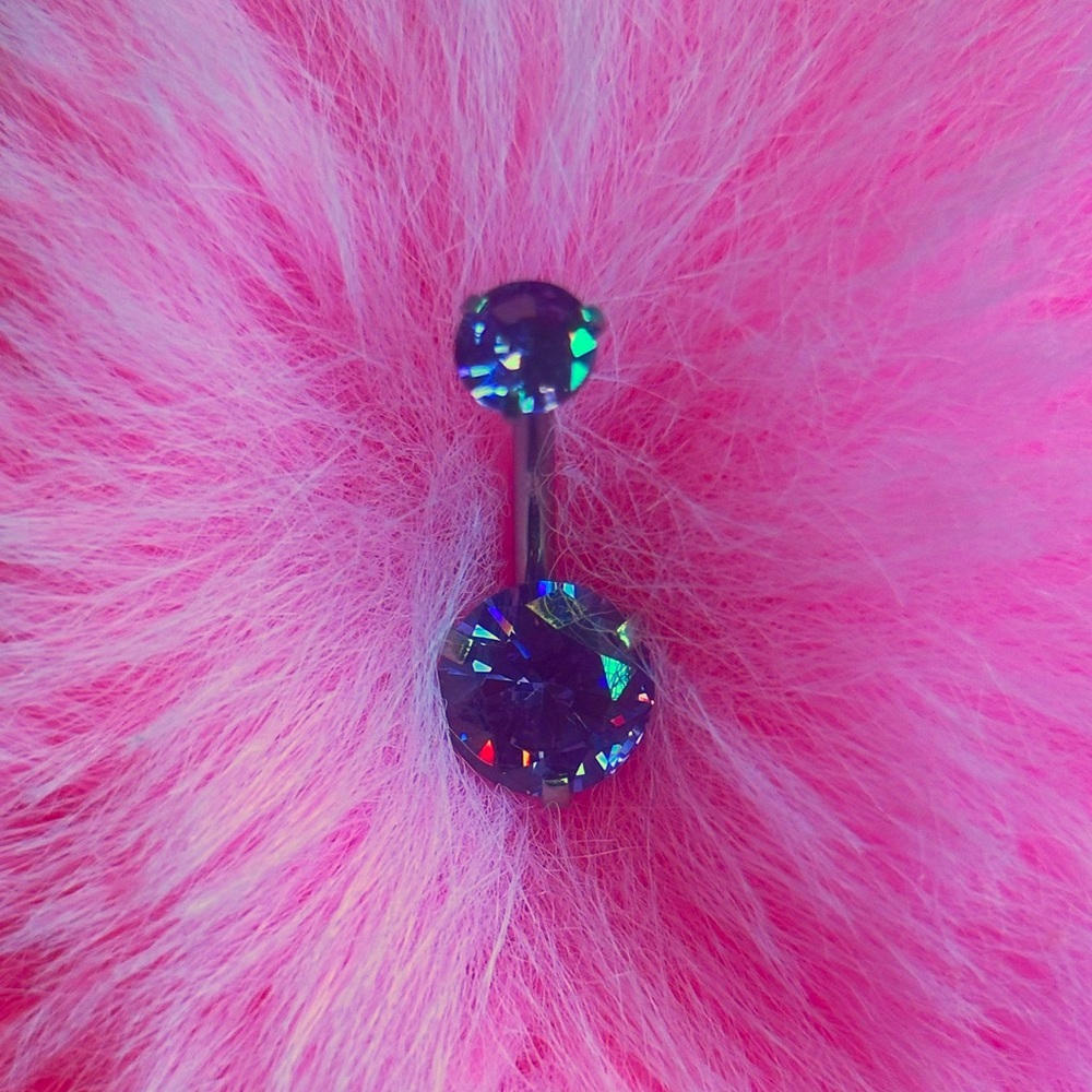 NEW Sparkly Shiny Purple Cubic Zirconia Belly Ring